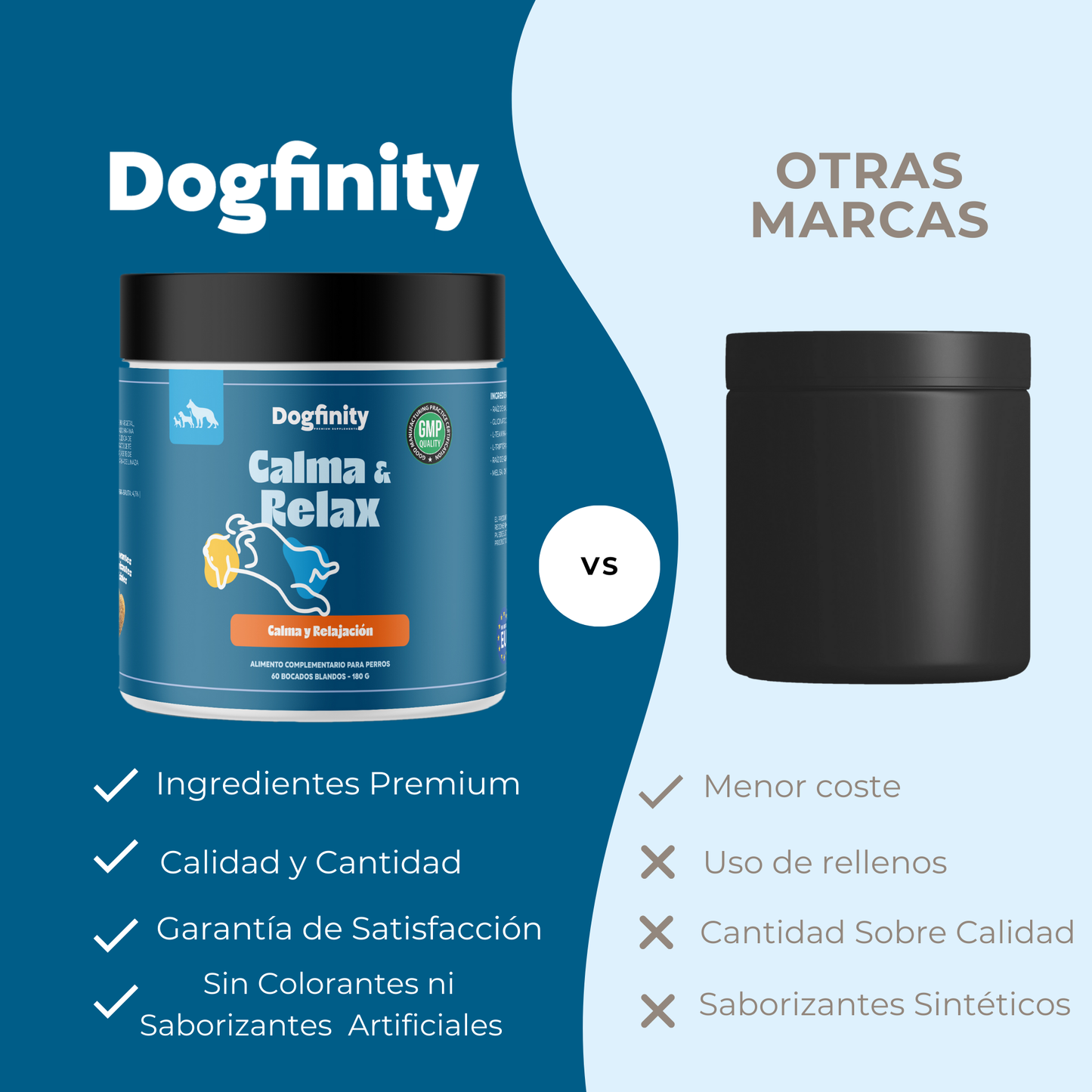 Compración de ingredintes calma y Relax